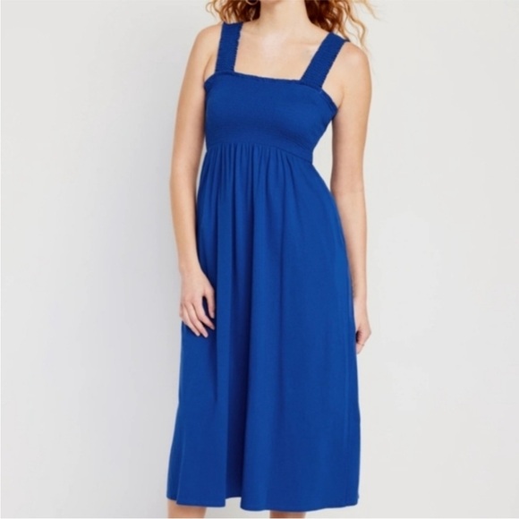 Old Navy Blue Sleeveless Smocked Sundress Medium Petite - Picture 2 of 16